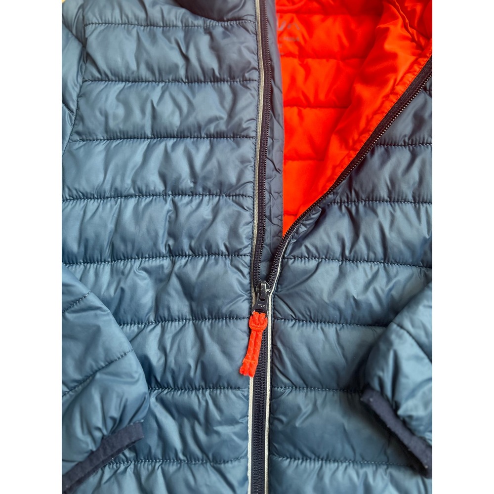 Boden Kids Navy Blue Orange Packable Puffer Jacket Hooded Water Resistant 7-8Y - Picture 3 of 8